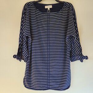 Navy/White Strip Max Studio Tunic Top 1/2 Sleeves Small NWT